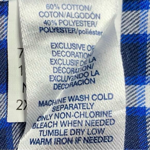 Chaps by Ralph Lauren Easy Care Twill Plaid Shirt in Blue/White Men’s 2XLT - Picture 9 of 9